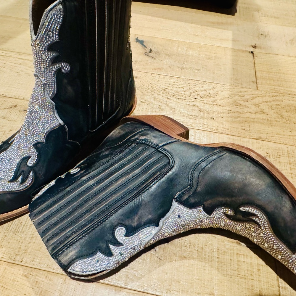Black and Silver Western Boots